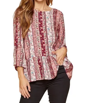 Andree By Unit - Floral Print Peplum Blouse