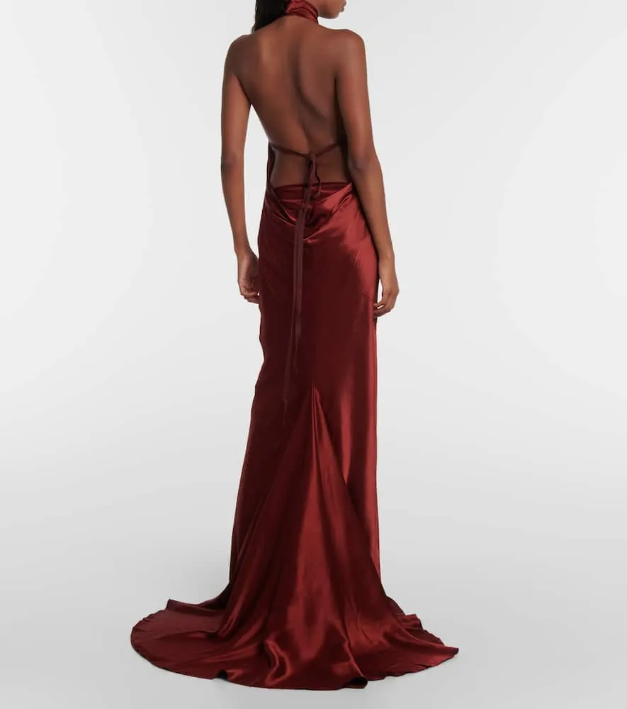Ann Demeulemeester Halterneck satin gown
