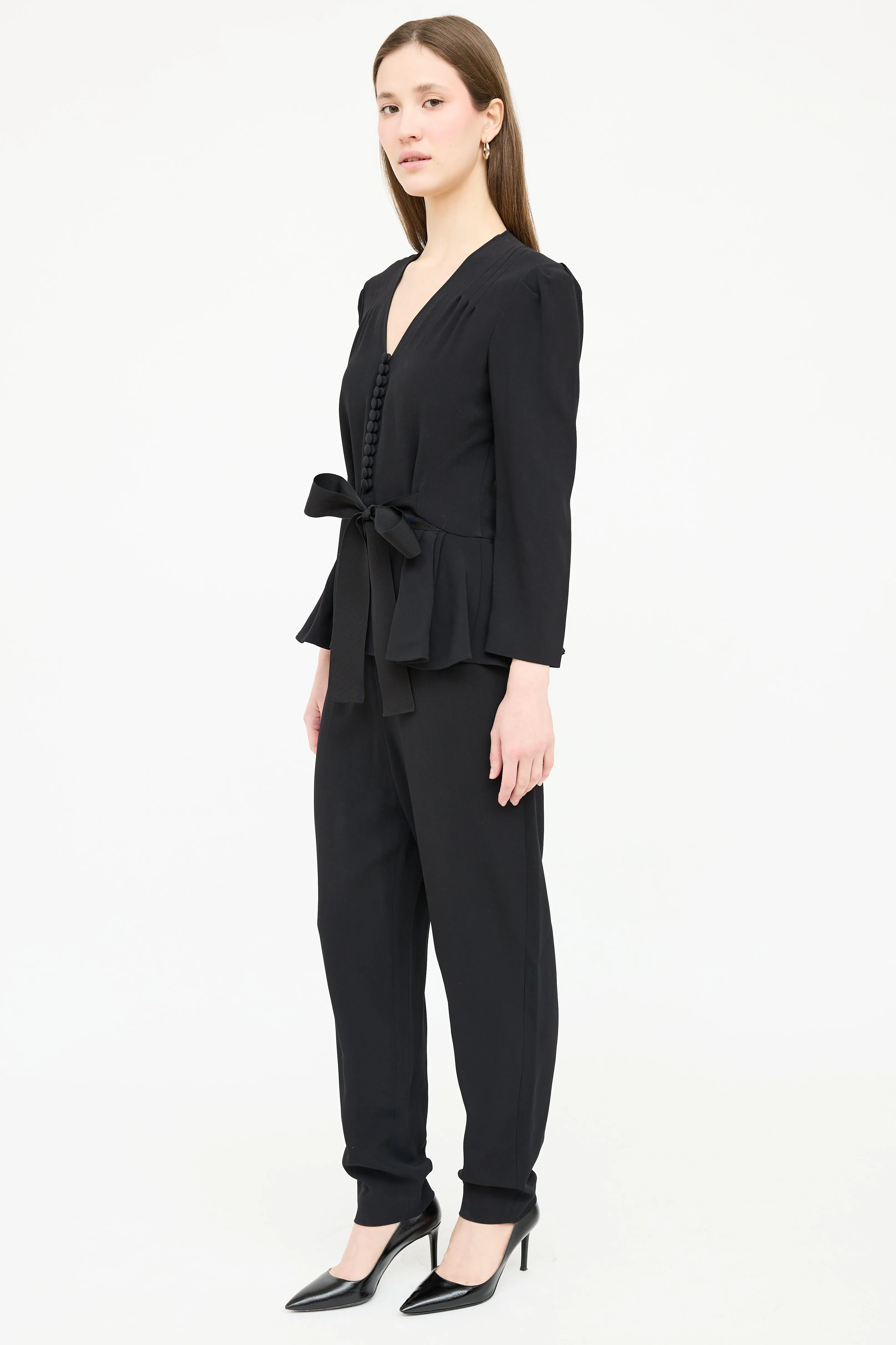 Belted Peplum Jumpsuit