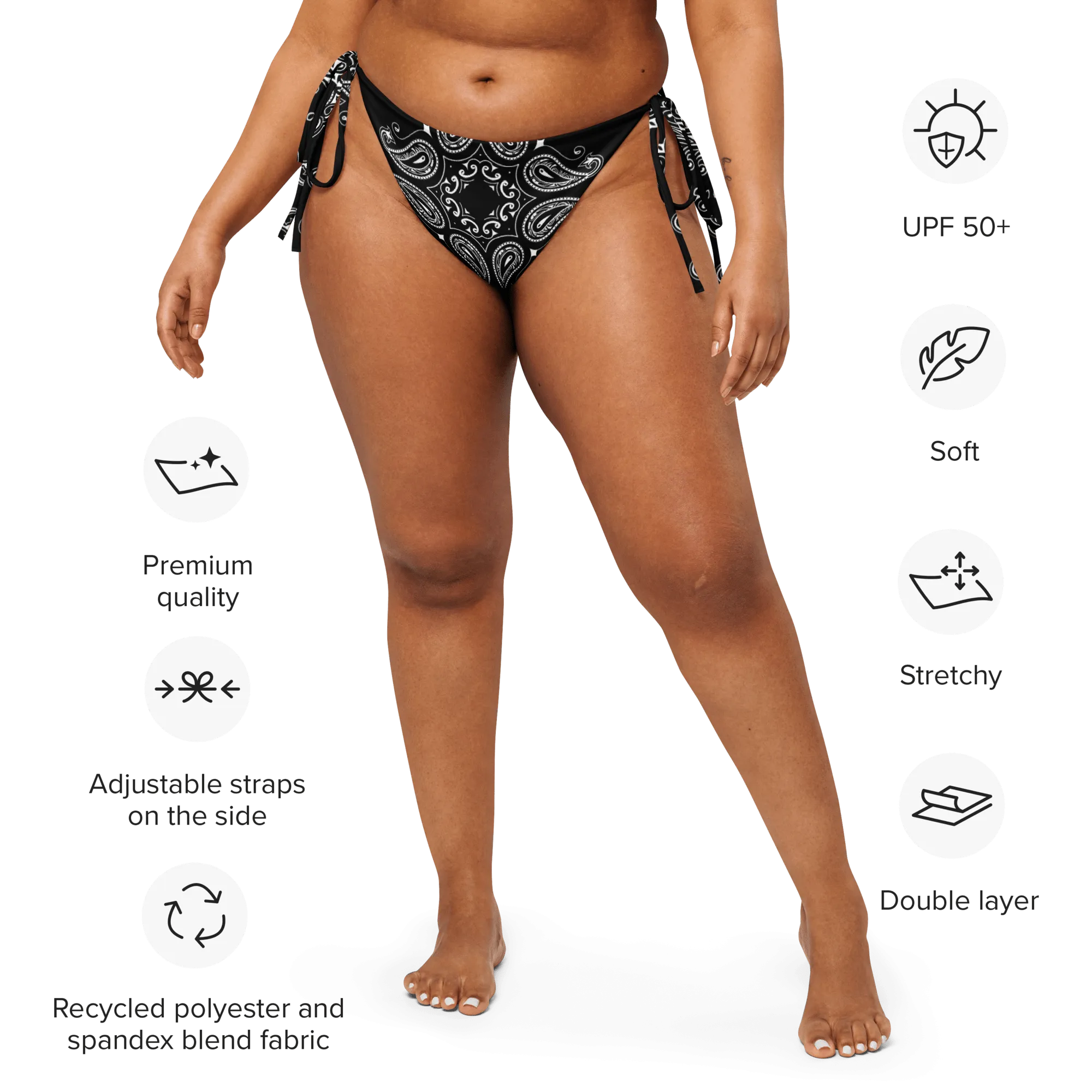 Black Bandana String Bikini Bottoms