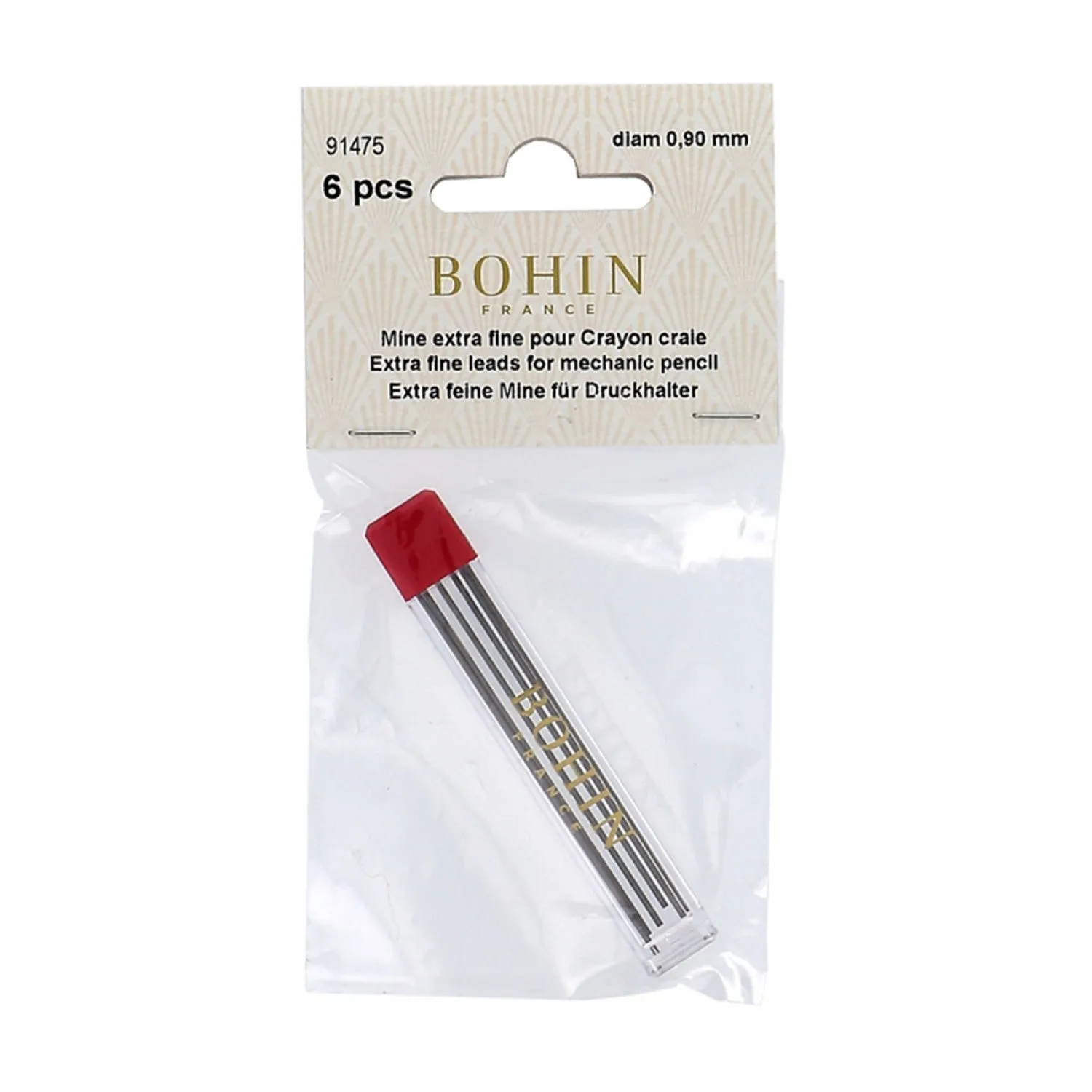 Bohin 0.9mm Mechanical Fabric Marking Pencil Refill, Gray Ceramic Lead (Non-Absorbing)