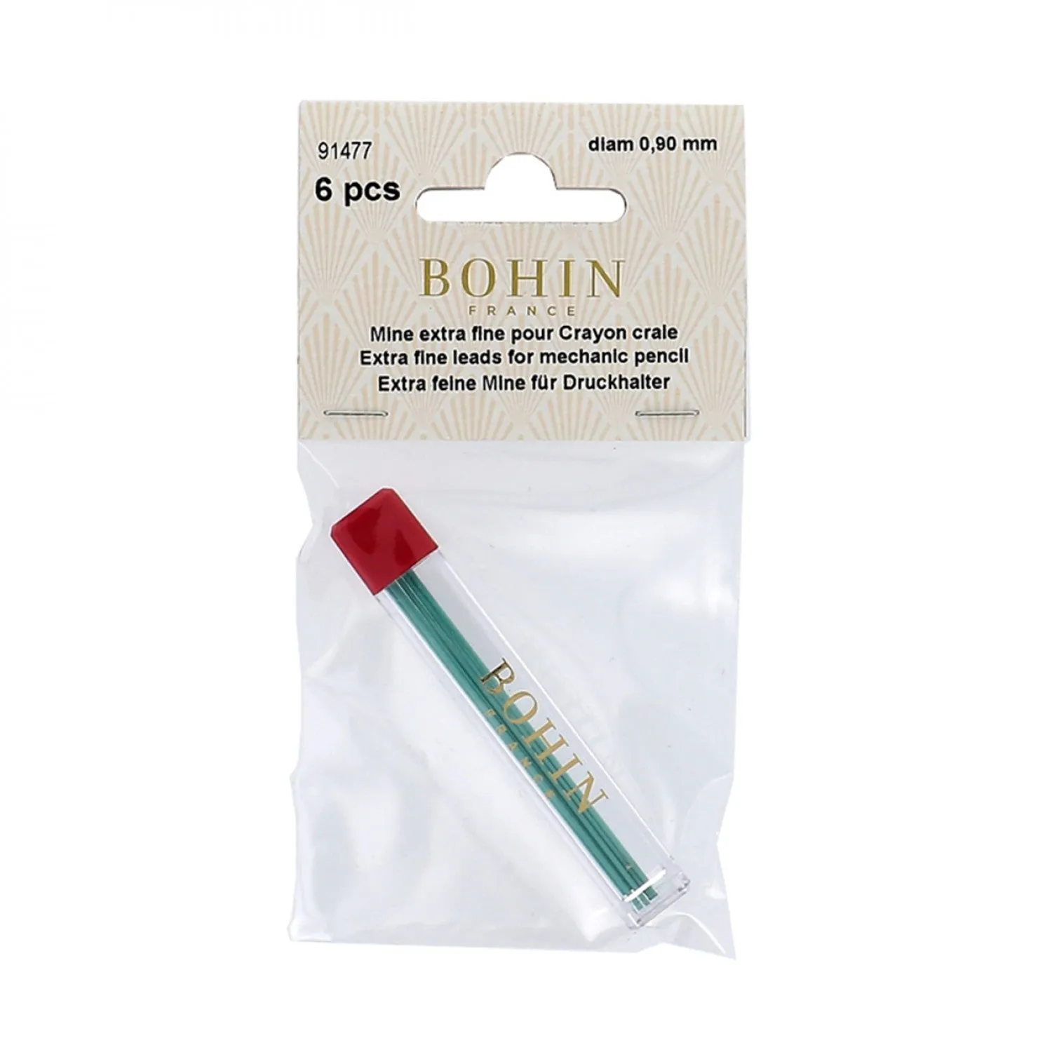 Bohin 0.9mm Mechanical Fabric Marking Pencil Refill, Green Ceramic Lead (Non-Absorbing)