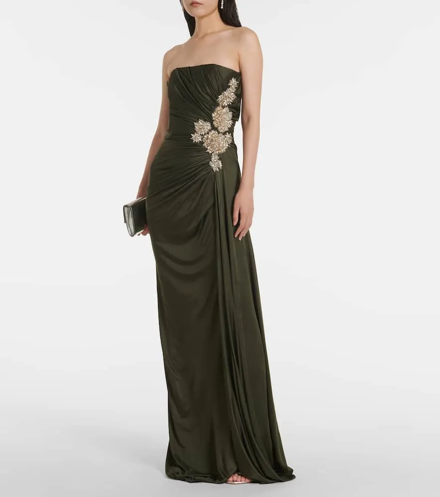 Costarellos Elettra embellished jersey gown