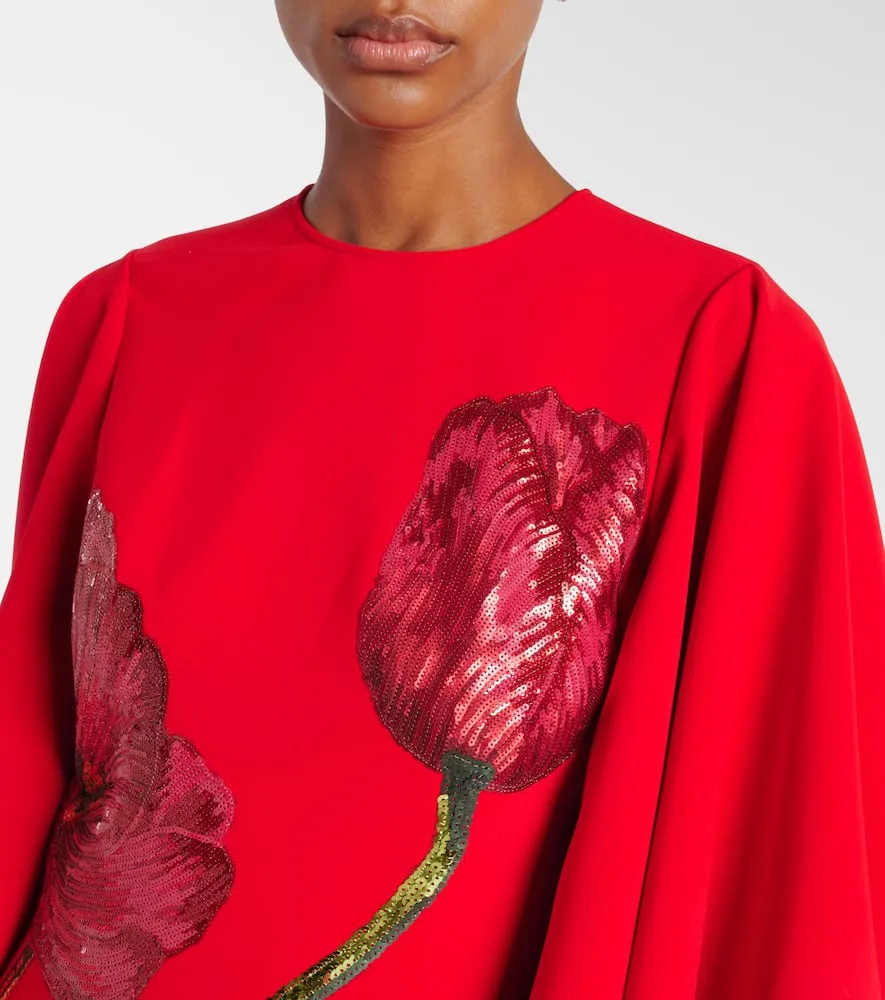 Costarellos Emlynn embroidered sequined crêpe gown