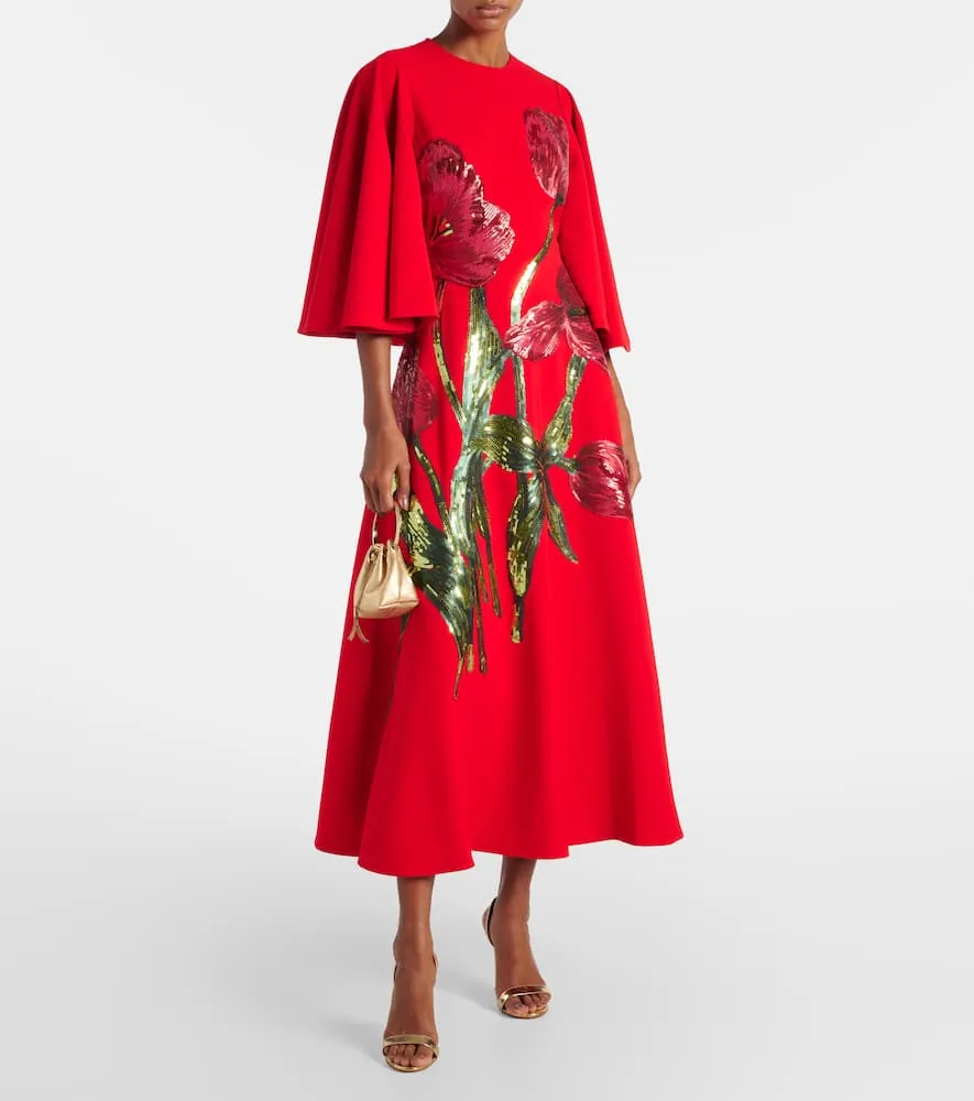Costarellos Emlynn embroidered sequined crêpe gown