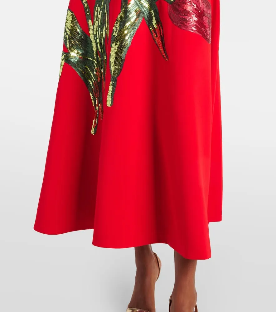 Costarellos Emlynn embroidered sequined crêpe gown