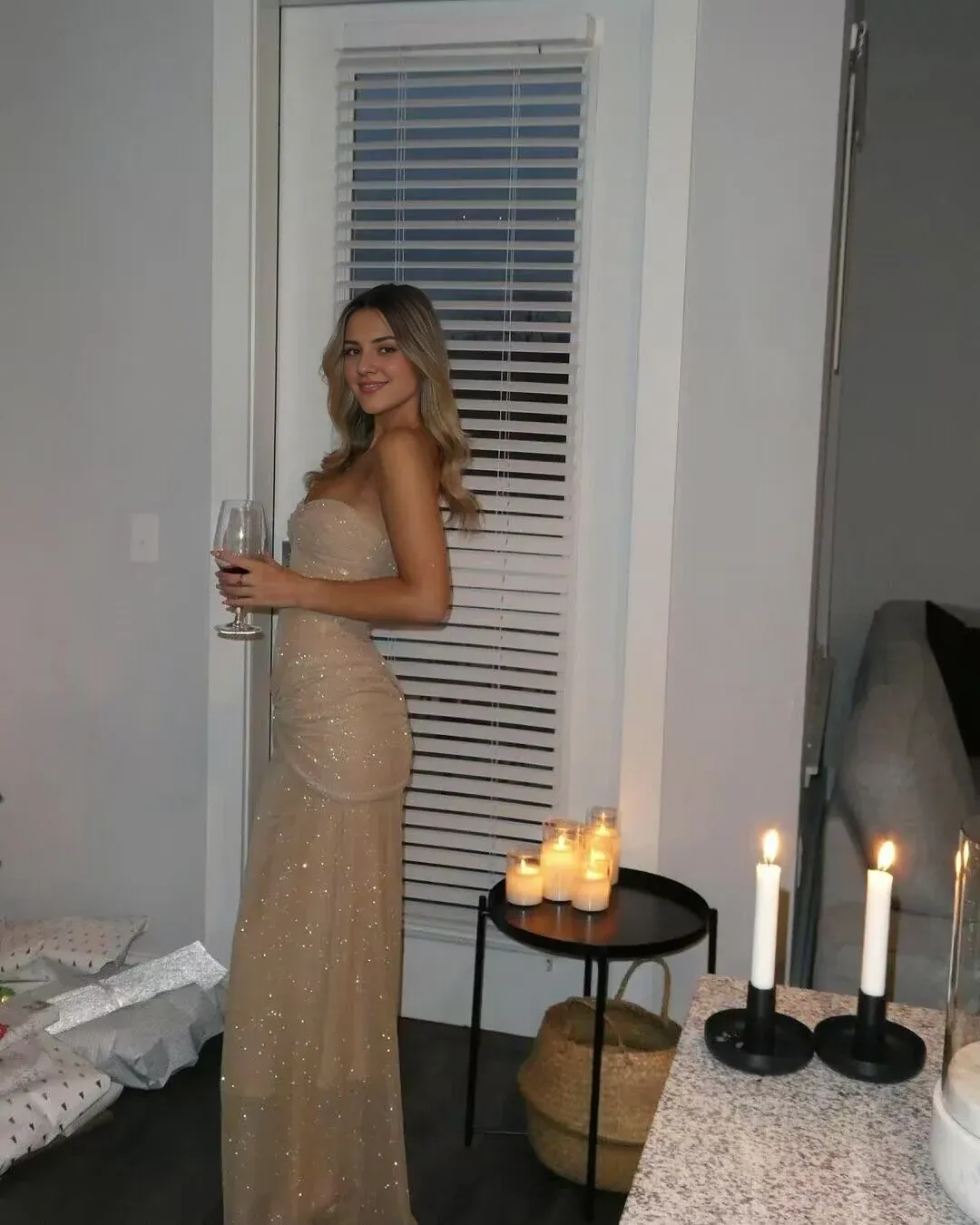 Elegant Gowns Evening Dresses Strapless Sparkly Long Prom Dress Sheath Birthday Party Dresses
