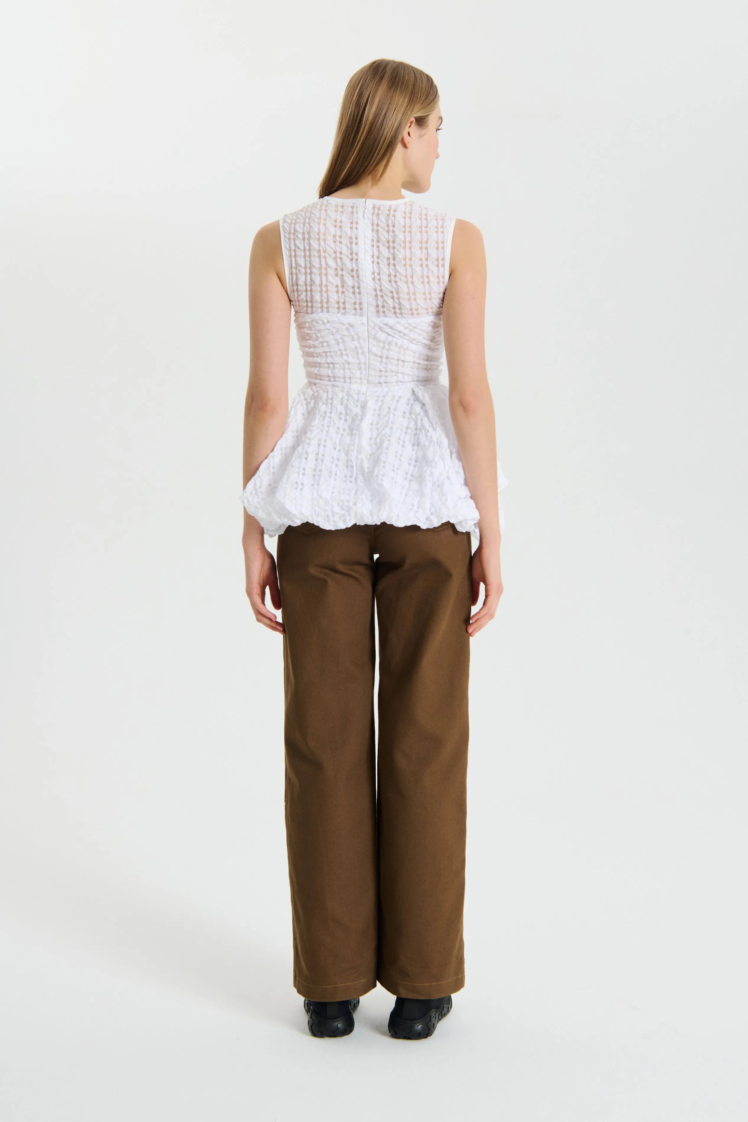 GIANNA | TOP CHECK SEERSUCKER WHITE
