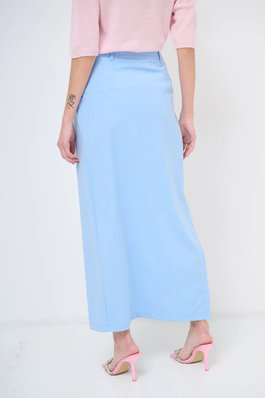 High-waisted pencil skirt with side slit wholesale