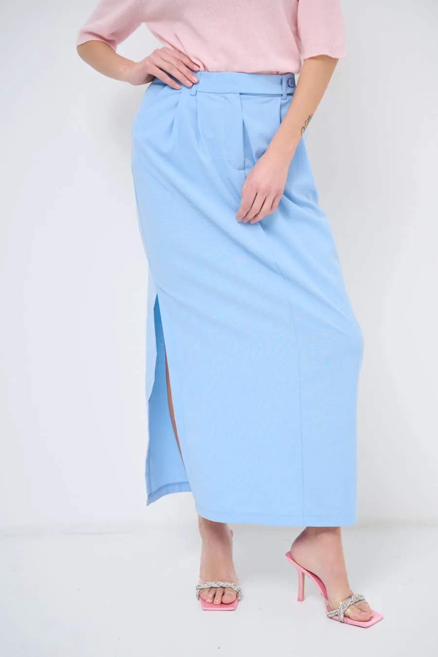 High-waisted pencil skirt with side slit wholesale