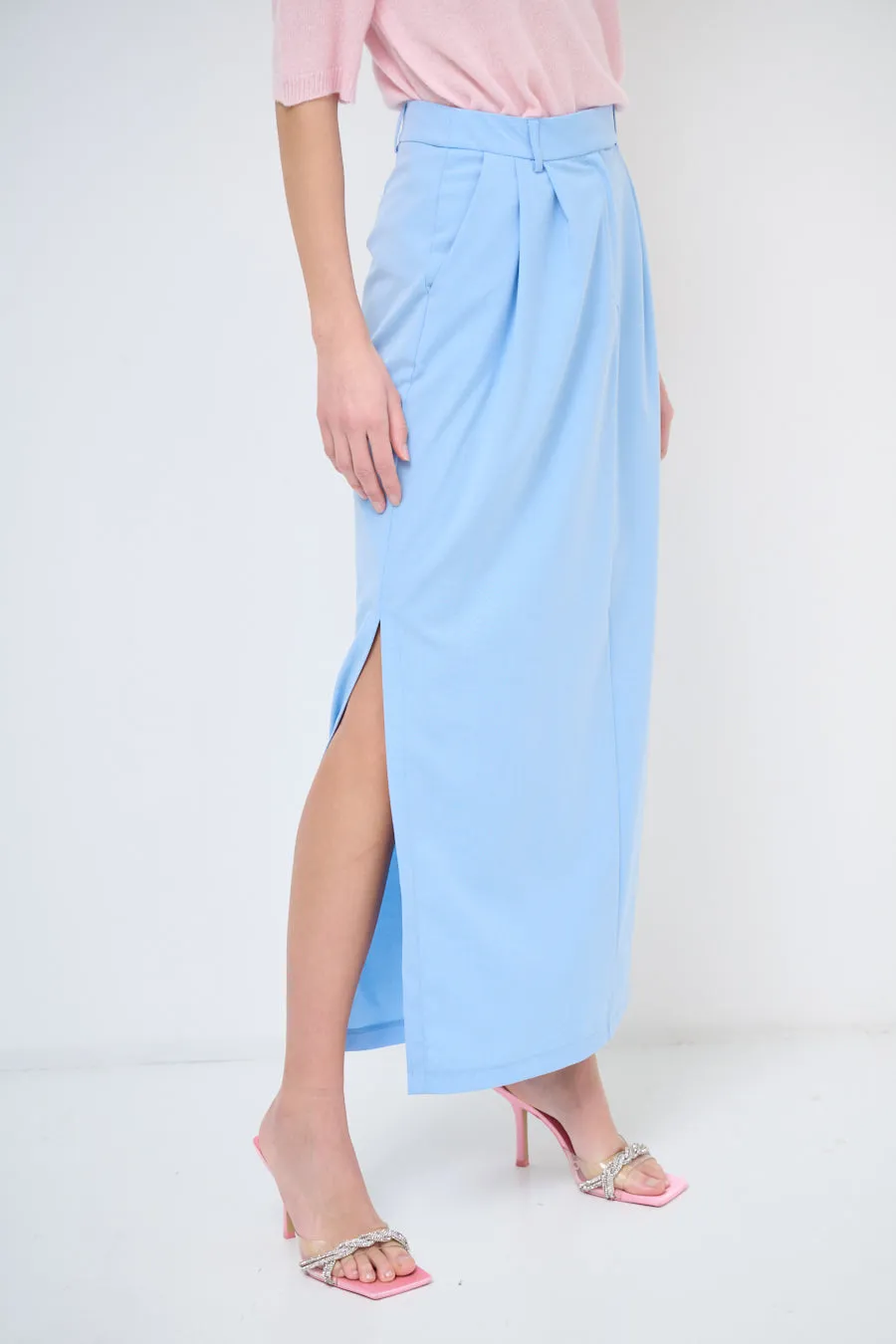High-waisted pencil skirt with side slit wholesale