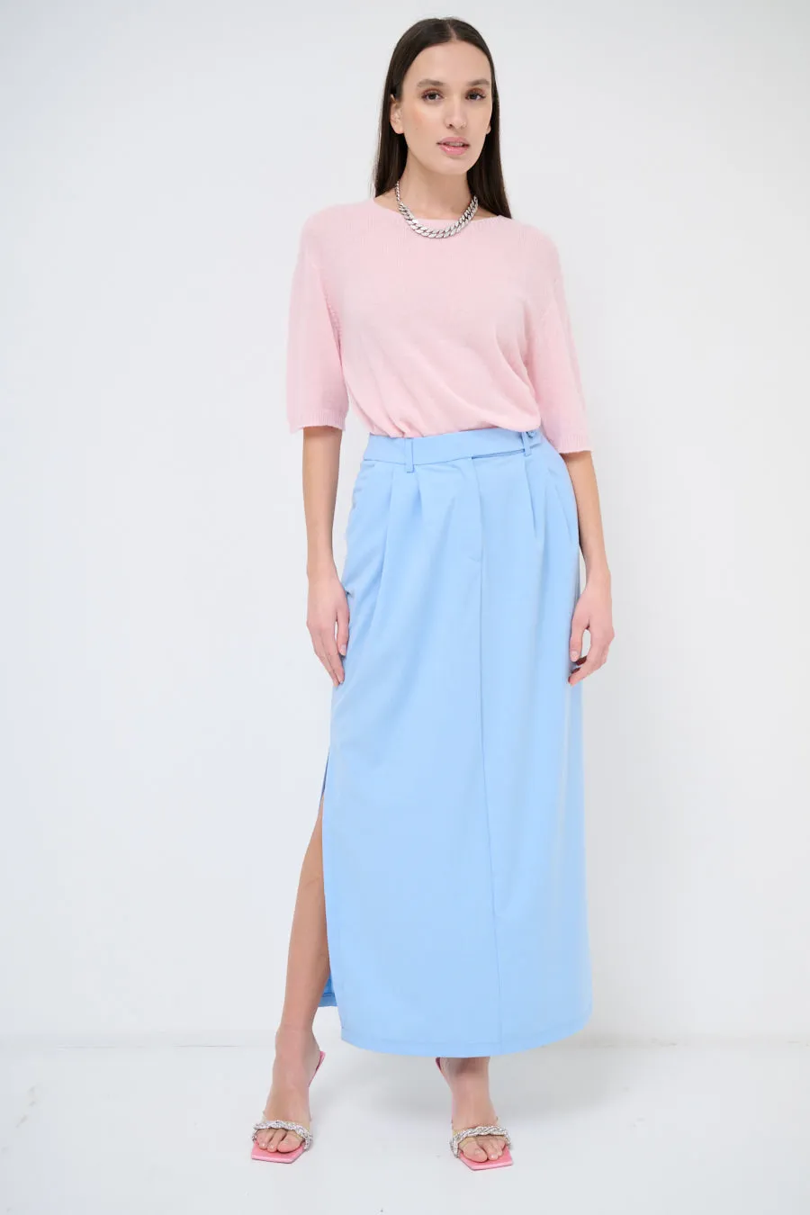 High-waisted pencil skirt with side slit wholesale