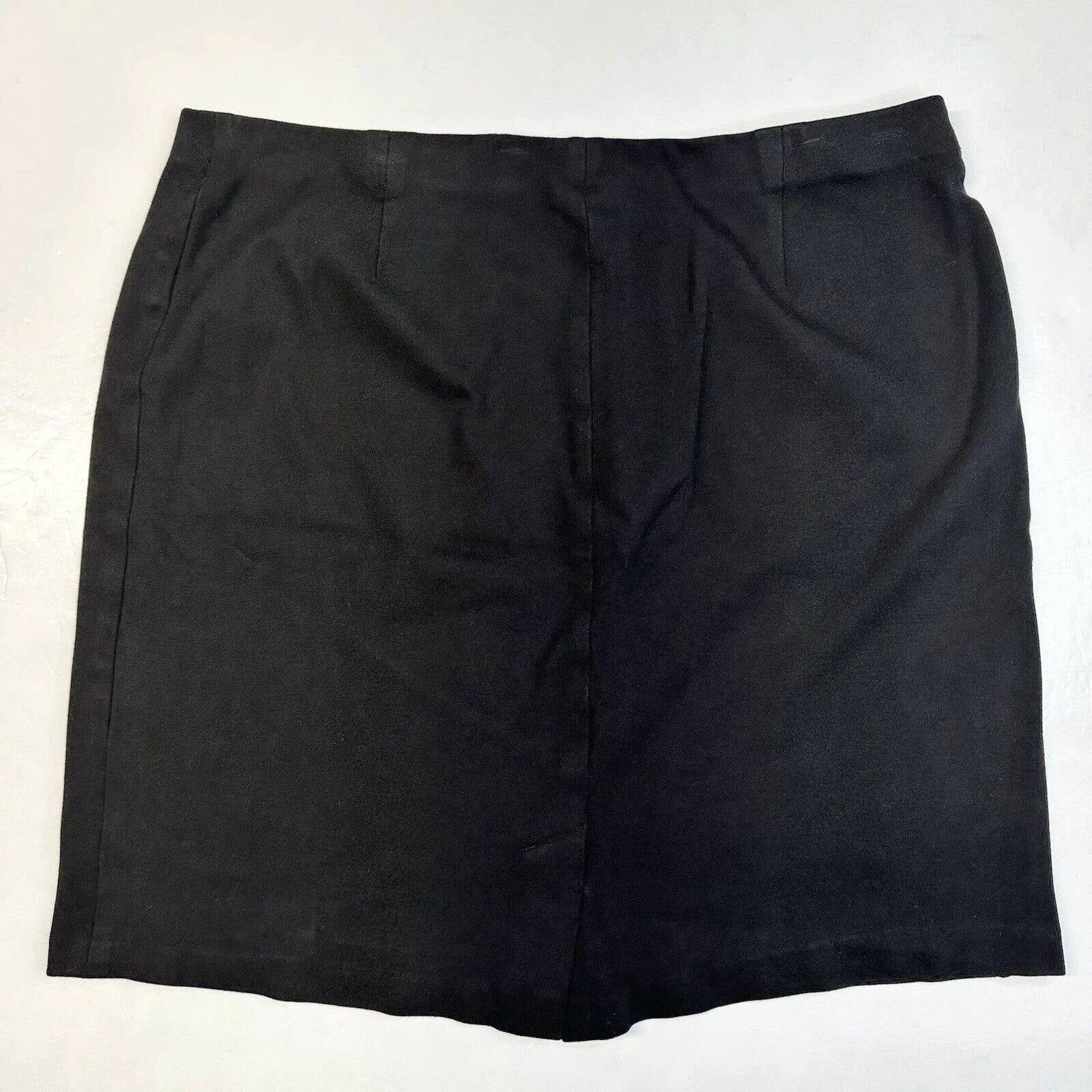 J Jill Ponte Pencil Skirt Womens Large Black Pull On Stretch Knit Back Slit