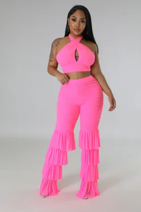 "I Win, You Lose" Wrap Around Top & High Waisted Ruched Pants Set.