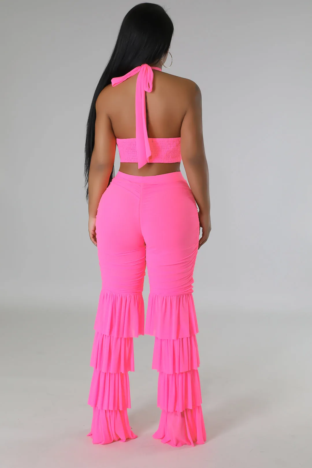 "I Win, You Lose" Wrap Around Top & High Waisted Ruched Pants Set.