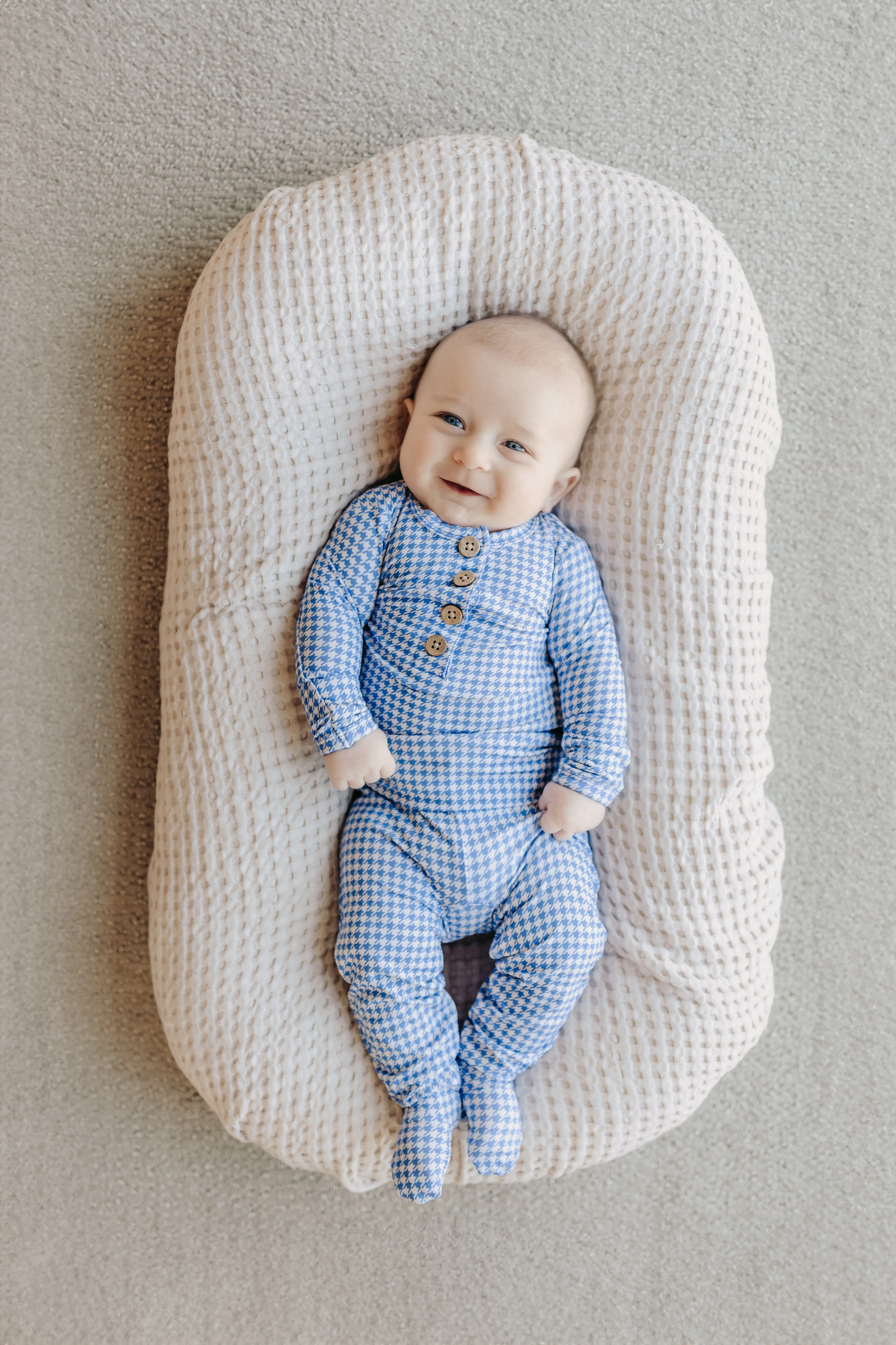 Top   Bottoms Set - Blue Houndstooth