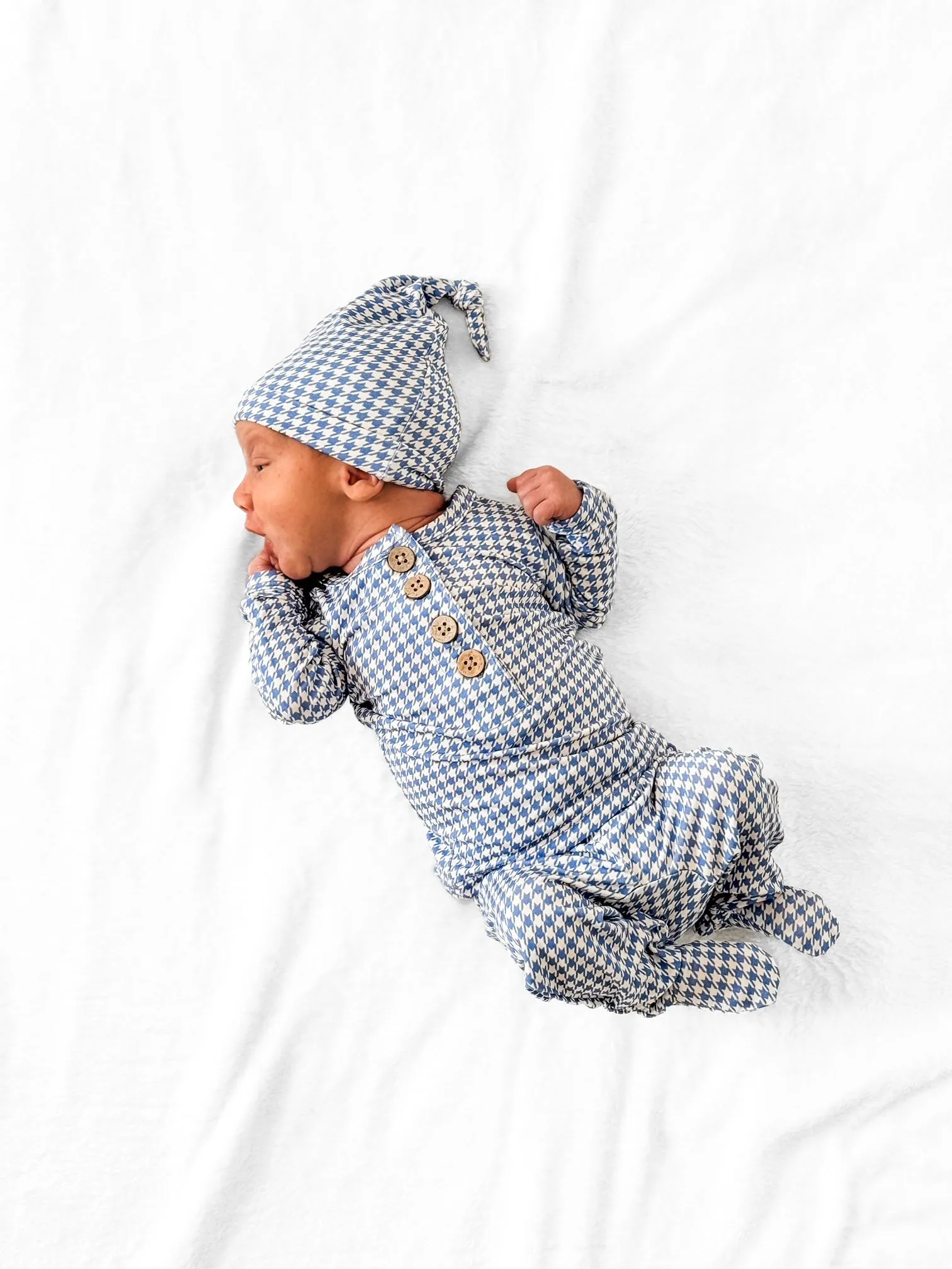 Top   Bottoms Set - Blue Houndstooth