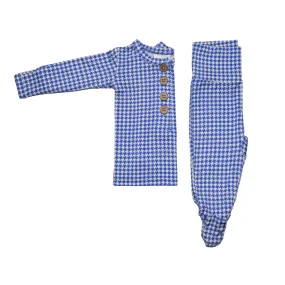 Top   Bottoms Set - Blue Houndstooth